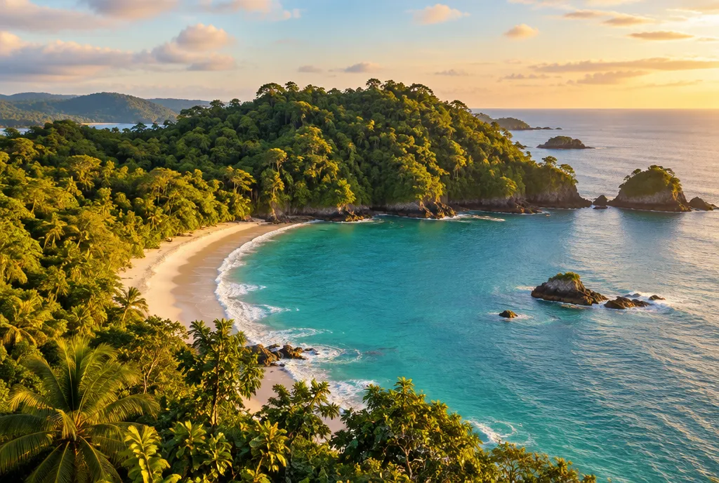 Ilustración de una costa tropical, generada con IA