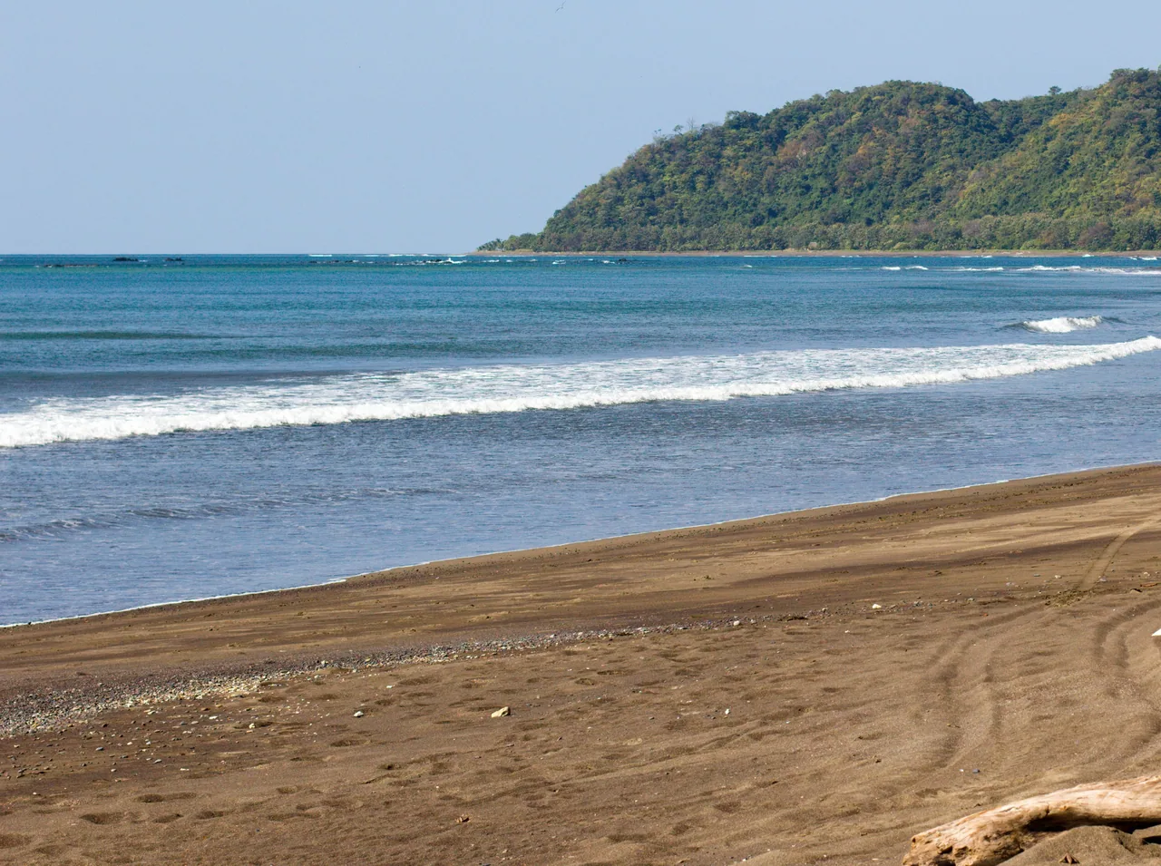 Playa Cambutal shoreline and coastal hills.